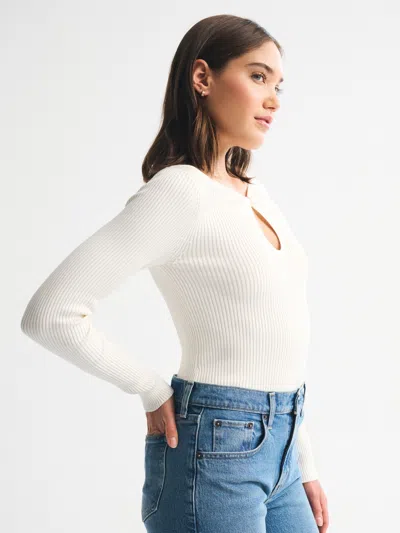 Abercrombie & Fitch Hardware Keyhole Long-sleeve Sweater Top In Blue