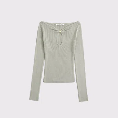 Abercrombie & Fitch Hardware Keyhole Long-sleeve Sweater Top In Blue