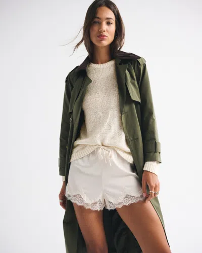 Abercrombie & Fitch Open-stitch Textural Crew Sweater In White