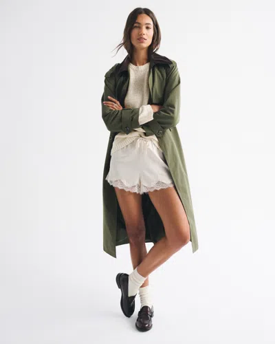 Abercrombie & Fitch Open-stitch Textural Crew Sweater In White