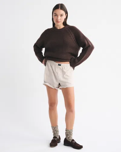 Abercrombie & Fitch Dad Lace-up Crew Sweater In Brown