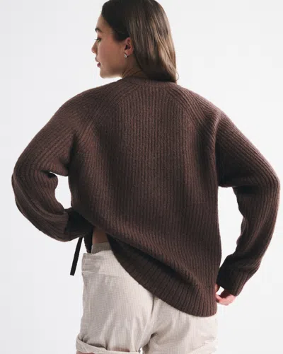 Abercrombie & Fitch Dad Lace-up Crew Sweater In Brown