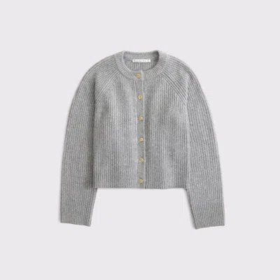 Abercrombie & Fitch Crew Cardigan In Gray