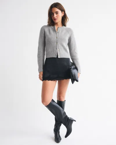 Abercrombie & Fitch Crew Cardigan In Gray
