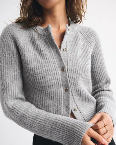 Abercrombie & Fitch Crew Cardigan In Gray