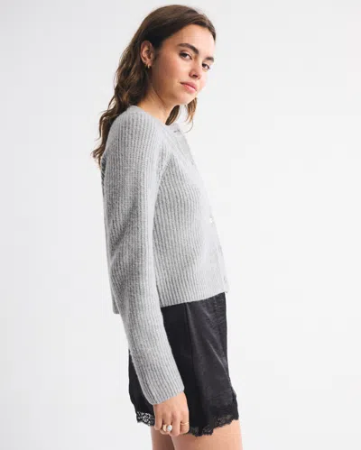 Abercrombie & Fitch Crew Cardigan In Gray