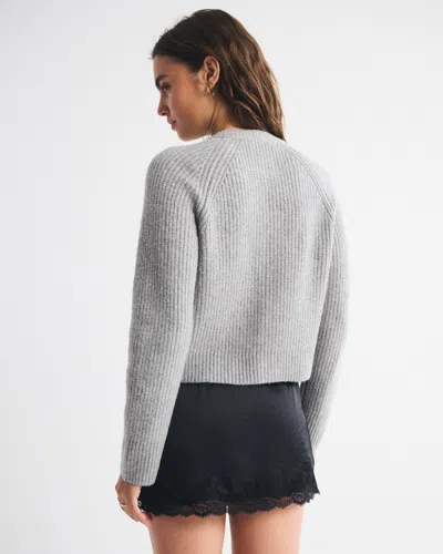 Abercrombie & Fitch Crew Cardigan In Gray