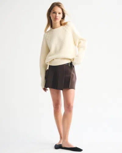 Abercrombie & Fitch Dad Lace-up Crew Sweater In Brown