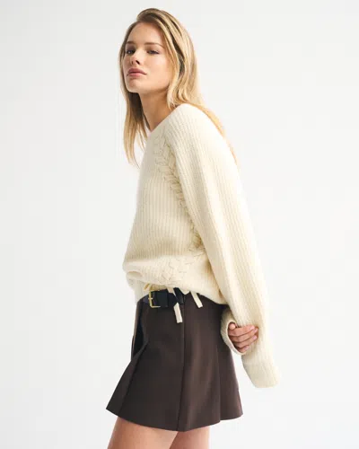 Abercrombie & Fitch Dad Lace-up Crew Sweater In Brown