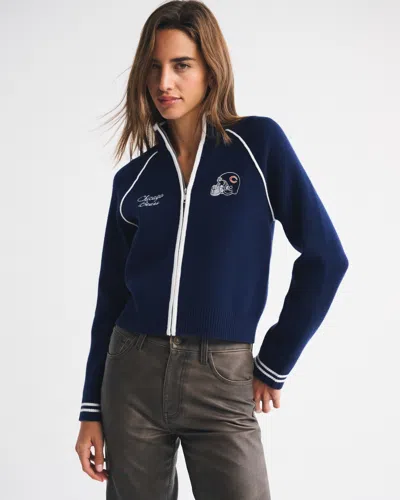 Abercrombie & Fitch Chicago Bears Mockneck Zipper Cardigan In Blue