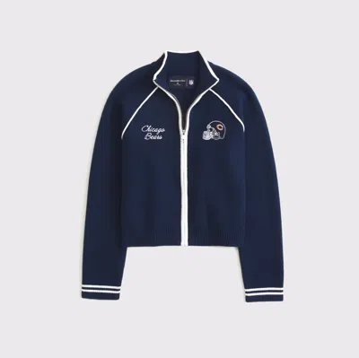 Abercrombie & Fitch Chicago Bears Mockneck Zipper Cardigan In Blue