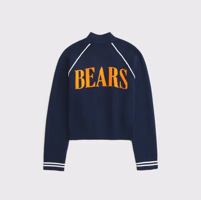 Abercrombie & Fitch Chicago Bears Mockneck Zipper Cardigan In Blue