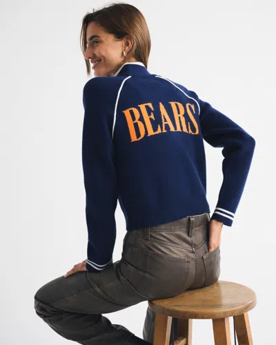 Abercrombie & Fitch Chicago Bears Mockneck Zipper Cardigan In Blue