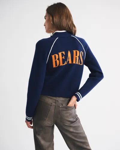 Abercrombie & Fitch Chicago Bears Mockneck Zipper Cardigan In Blue