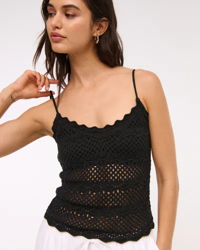 Abercrombie & Fitch Crochet-style V-neck Cami In Black