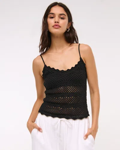 Abercrombie & Fitch Crochet-style V-neck Cami In Black