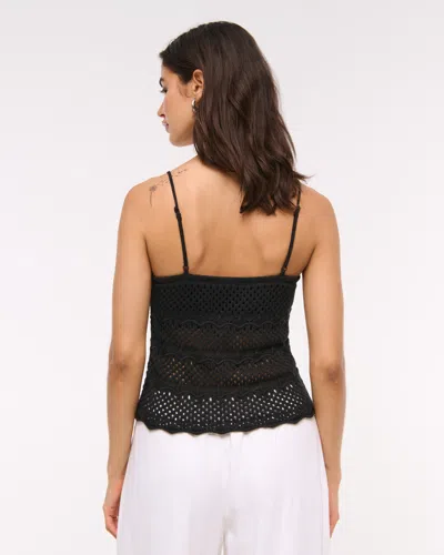 Abercrombie & Fitch Crochet-style V-neck Cami In Black
