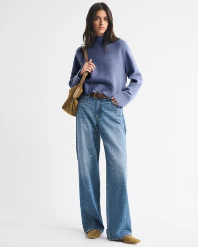 Abercrombie & Fitch Easy Mockneck Sweater In Blue