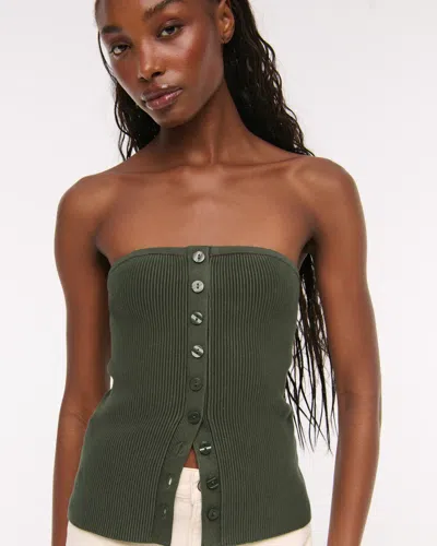 Abercrombie & Fitch Ottoman Button-front Tube Top In Green