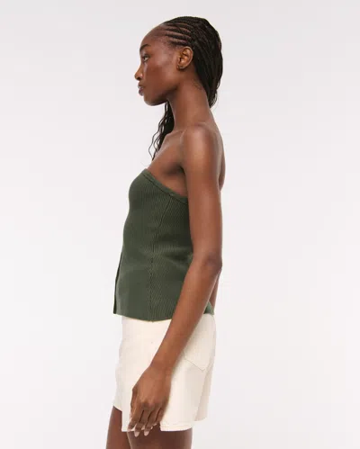 Abercrombie & Fitch Ottoman Button-front Tube Top In Green