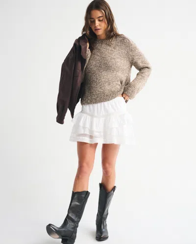 Abercrombie & Fitch The A&f Madeline Marled Crew Sweater In Brown