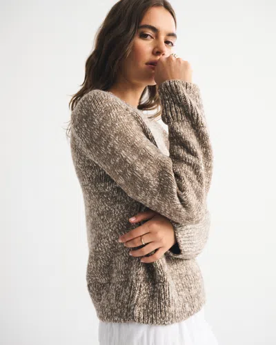 Abercrombie & Fitch The A&f Madeline Marled Crew Sweater In Brown