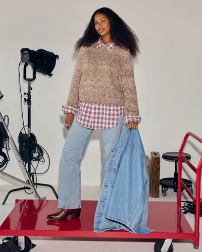 Abercrombie & Fitch The A&f Madeline Marled Crew Sweater In Brown