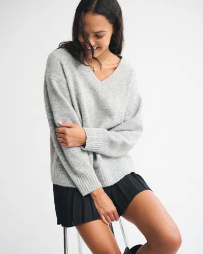 Abercrombie & Fitch Dad V-neck Sweater In Gray