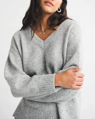 Abercrombie & Fitch Dad V-neck Sweater In Gray