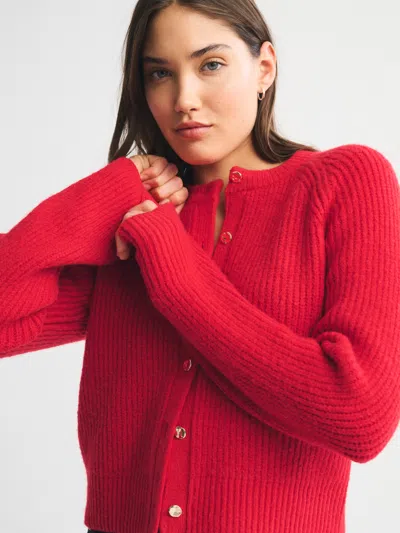 Abercrombie & Fitch Crew Cardigan In Red