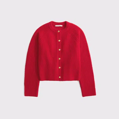 Abercrombie & Fitch Crew Cardigan In Red