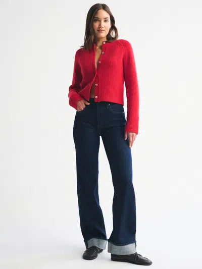 Abercrombie & Fitch Crew Cardigan In Red