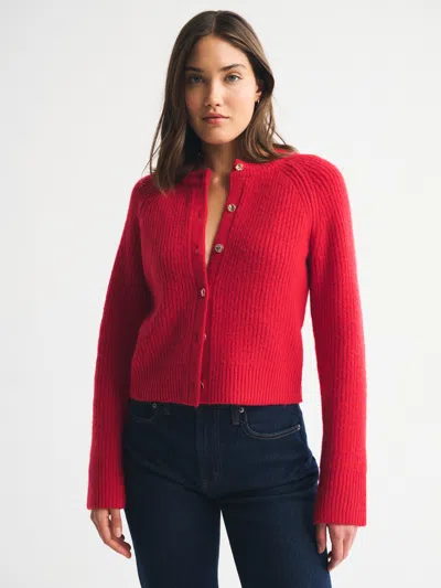 Abercrombie & Fitch Crew Cardigan In Red