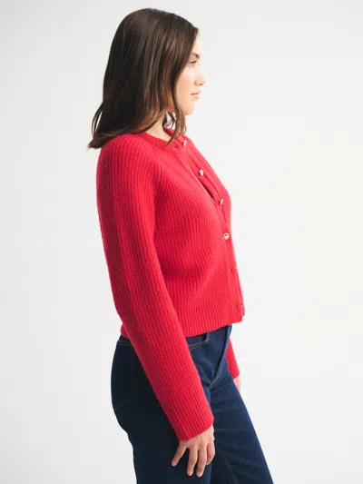Abercrombie & Fitch Crew Cardigan In Red