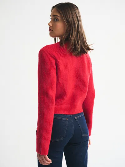 Abercrombie & Fitch Crew Cardigan In Red
