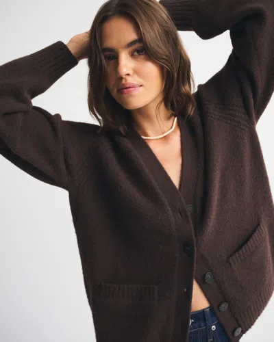 Abercrombie & Fitch Dad V-neck Cardigan In Brown