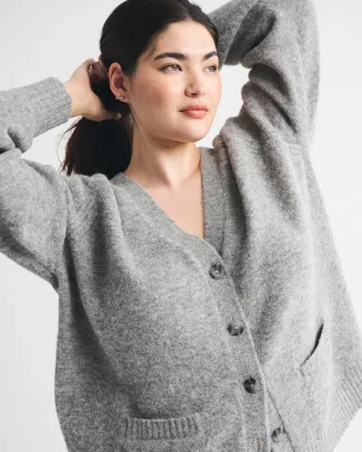 Abercrombie & Fitch Dad V-neck Cardigan In Gray