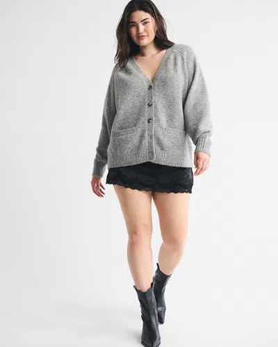 Abercrombie & Fitch Dad V-neck Cardigan In Gray