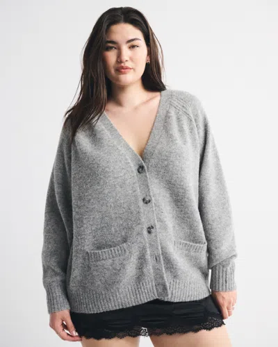 Abercrombie & Fitch Dad V-neck Cardigan In Gray