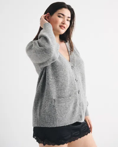Abercrombie & Fitch Dad V-neck Cardigan In Gray