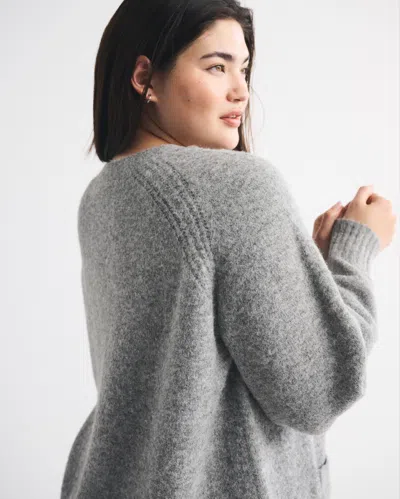 Abercrombie & Fitch Dad V-neck Cardigan In Gray