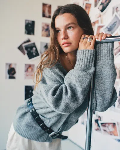 Abercrombie & Fitch Dad V-neck Cardigan In Gray