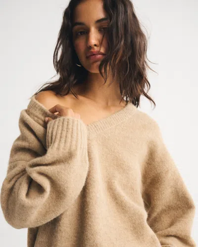 Abercrombie & Fitch Dad V-neck Sweater In Brown