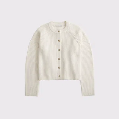 Abercrombie & Fitch Crew Cardigan In White