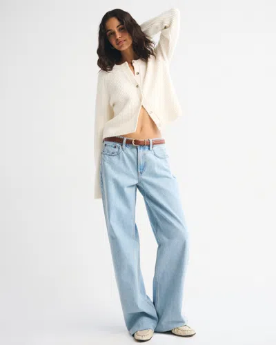 Abercrombie & Fitch Crew Cardigan In White