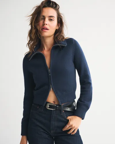 Abercrombie & Fitch Double Zipper Cardigan In Purple