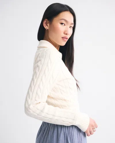 Abercrombie & Fitch Double Zipper Cable-knit Cardigan In White