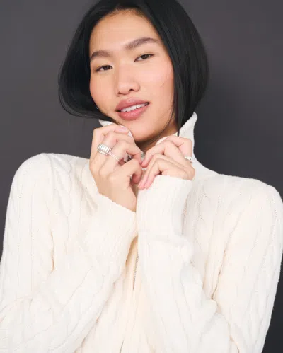 Abercrombie & Fitch Double Zipper Cable-knit Cardigan In White