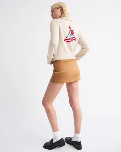 Abercrombie & Fitch Double Zipper Après Ski Cardigan In Brown