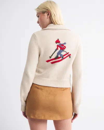 Abercrombie & Fitch Double Zipper Après Ski Cardigan In Brown